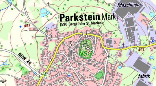 Kartenausschnitt von Parkstein im Stile der Topographischen Karte