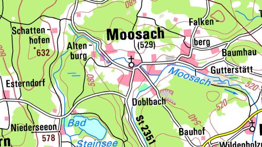 Digitale topographische Karte im Maßstab 1:100 000 in Farbe