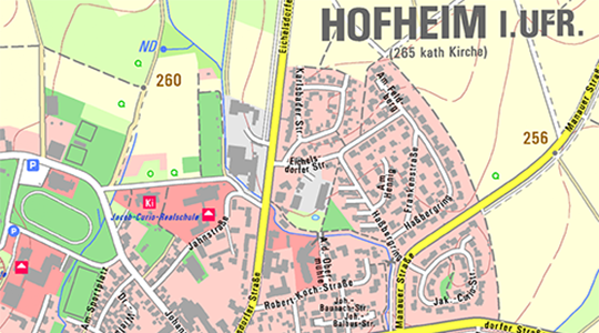 Kartenausschnitt aus der DOK von Hofheim in Unterfranken