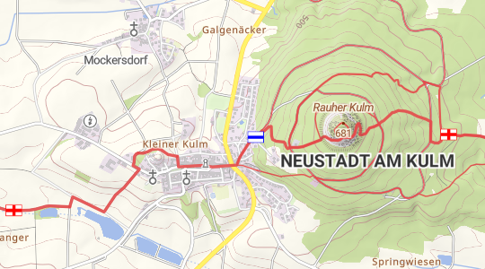 Kartenausschnitt der Webkarte Vektor mit Wanderwegen vom Gebiet Neustadt am Kulm