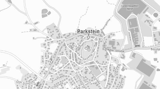 Ausschnitt der Webkarte Bayern in Graustufen vom Gebiet Parkstein